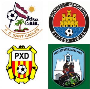 Escudos de los cuatro equipos participantes.