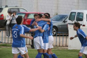 Celebración de un gol del Sporting