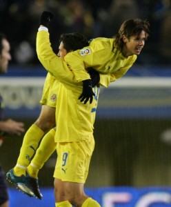 Marcos Garcia celebrando un gol al Madrid con el Villarreal