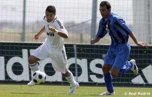 Salinas con el Madrid en el partido de liga frente al Parla