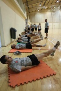 Un instante del entrenamiento que tuvo lugar ayer en el polideportivo de Es Viver. L.P.