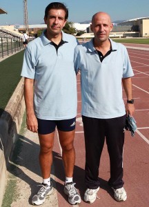 Fornes y Guerrero el sábado en las pruebas físicas antes de salir hacia Madrid.