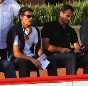 Marcos y Prats viendo el Mallorca B - Lleida ayer por la tarde en Son Bibiloni