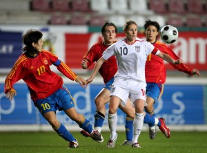 Melisa Nicolau y Sandra Vilanova en el España - Ingalterra