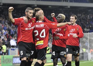 Celebración del gol de Borja Valero contra el Espanyol