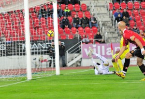 El último gol del Mallorca, de Nunes ante el Villarreal. Foto Javi Nebot