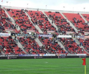 Aspecto de las gradas de Son Moix durante un partido de la pasada temporada.  Foto: T. Shimada